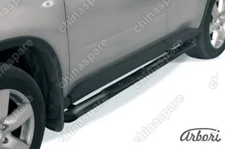 AFZDANXT14B Защита порогов d76 с проступями со скосами Arbori черн. для Nissan X-TRAIL 2007-2011
