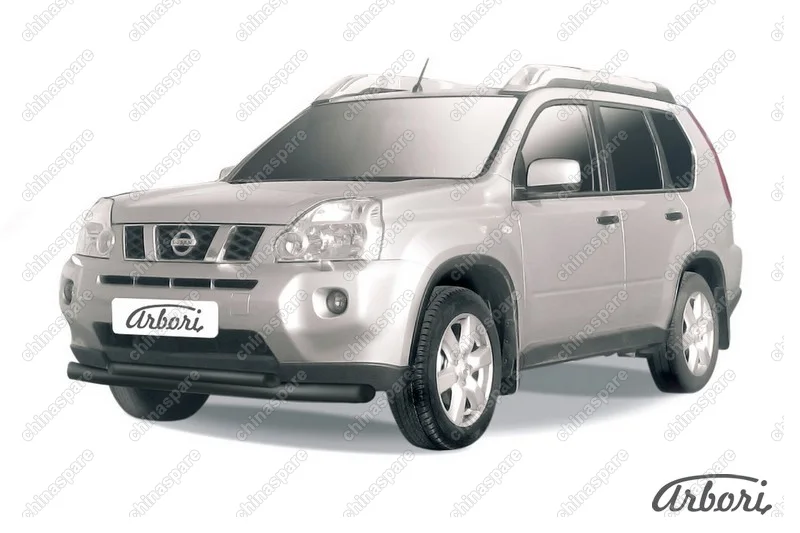 AFZDANXT1101B Защита переднего бампера d76+d57 двойная Arbori черн. для Nissan X-TRAIL 2011-2015
