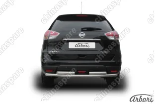 AFZDANXT1508 Защита заднего бампера d57+d57 двойная Arbori нерж. сталь для NISSAN X-Trail 2015-нв