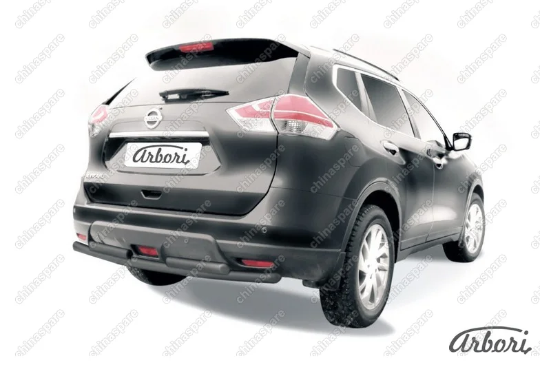 AFZDANXT1508B Защита заднего бампера d57+d57 двойная Arbori черн. для NISSAN X-Trail 2015-нв
