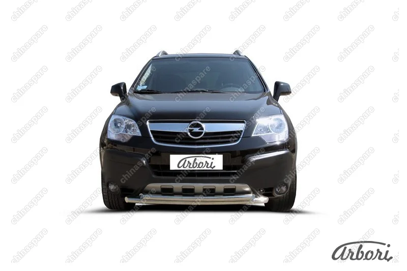 Защита переднего бампера d57+d57 двойная Arbori нерж. сталь для Opel ANTARA 2006-2011