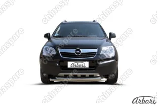 Защита переднего бампера d57+d57 двойная Arbori нерж. сталь для Opel ANTARA 2006-2011