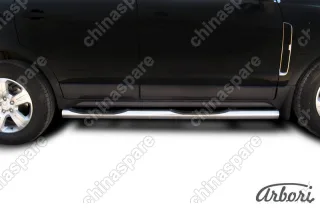 Защита порогов d76 с проступями Arbori нерж. сталь для Opel ANTARA 2006-2011