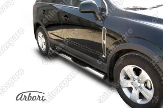 Защита порогов d76 с проступями Arbori нерж. сталь для Opel ANTARA 2006-2011