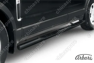 Защита порогов d76 с проступями Arbori черн. для Opel ANTARA 2006-2011