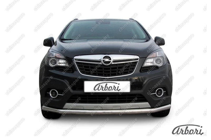 Защита переднего бампера d57 длинная Arbori нерж. сталь для Opel Mokka 2013-2016