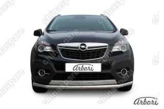 Защита переднего бампера d57 длинная Arbori нерж. сталь для Opel Mokka 2013-2016