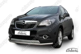 Защита переднего бампера d57 длинная Arbori нерж. сталь для Opel Mokka 2013-2016