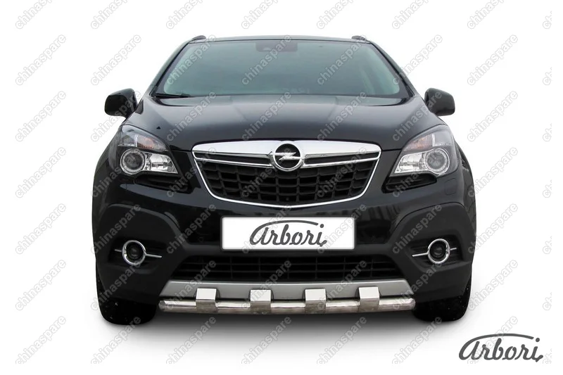Защита переднего бампера d57 с декаративным элементом Arbori нерж. сталь для Opel Mokka 2013-2016