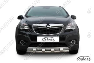 Защита переднего бампера d57 с декаративным элементом Arbori нерж. сталь для Opel Mokka 2013-2016