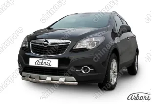 Защита переднего бампера d57 с декаративным элементом Arbori нерж. сталь для Opel Mokka 2013-2016