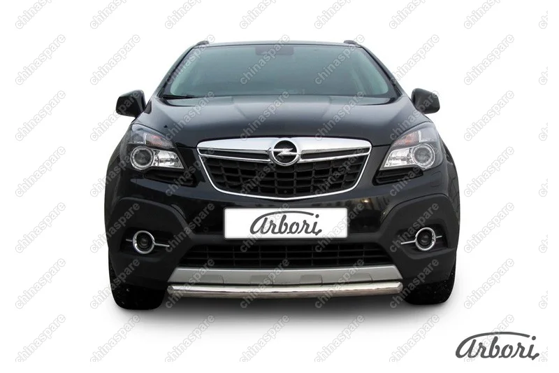 Защита переднего бампера d57 короткая Arbori нерж. сталь для Opel Mokka 2013-2016