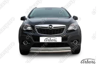 Защита переднего бампера d57 короткая Arbori нерж. сталь для Opel Mokka 2013-2016
