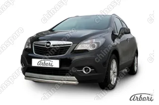 Защита переднего бампера d57 короткая Arbori нерж. сталь для Opel Mokka 2013-2016