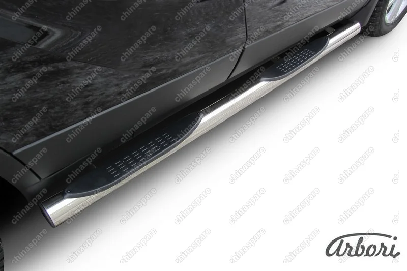 Защита порогов d76 с проступями Arbori нерж. сталь для Opel Mokka 2013-2016