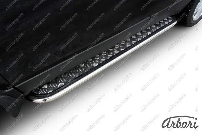 Защита порогов d42 с листом усиленная Arbori нерж. сталь для Opel Mokka 2013-2016