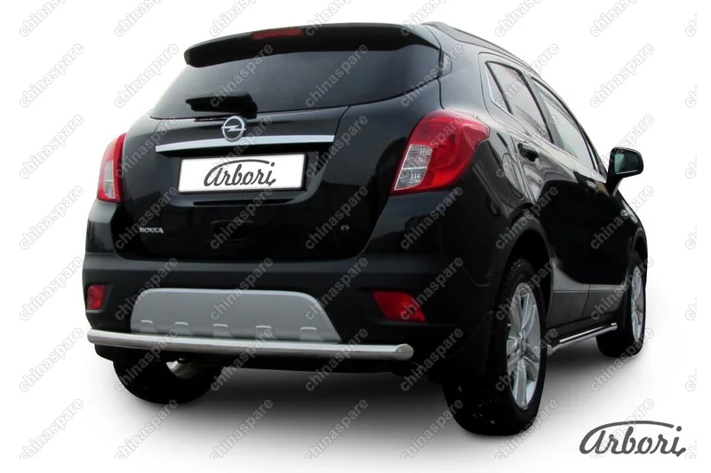 Защита заднего бампера d57 радиусная Arbori нерж. сталь для Opel Mokka 2013-2016