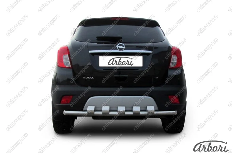 Защита заднего бампера d57 с декоративным элементом Arbori нерж. сталь для Opel Mokka 2013-2016