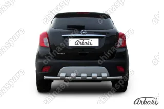 Защита заднего бампера d57 с декоративным элементом Arbori нерж. сталь для Opel Mokka 2013-2016