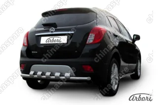 Защита заднего бампера d57 с декоративным элементом Arbori нерж. сталь для Opel Mokka 2013-2016
