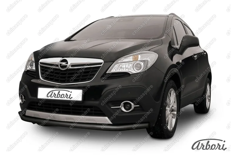 Защита переднего бампера d57 длинная Arbori черн. для Opel Mokka 2013-2016