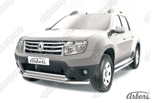 AFZDARD02 Защита переднего d57+d42 бампера двойная Arbori нерж. сталь для RENAULT Duster 2010-2015