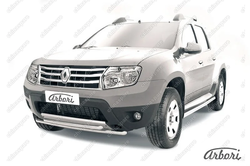 AFZDARD04 Защита переднего бампера d42+d42 двойная Arbori нерж. сталь для RENAULT Duster 2010-2015