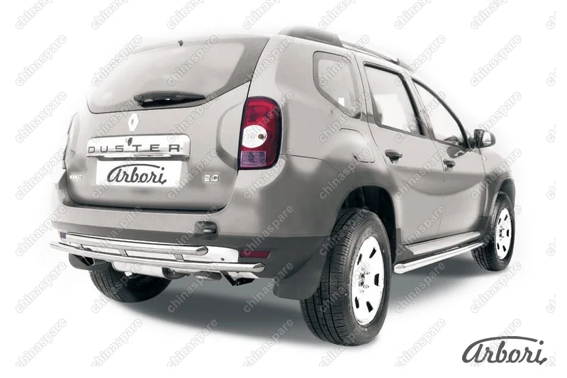 AFZDARD09 Защита заднего бампера d42+d42 двойная Arbori нерж. сталь для RENAULT Duster 2010-2015