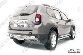 AFZDARD09 Защита заднего бампера d42+d42 двойная Arbori нерж. сталь для RENAULT Duster 2010-2015