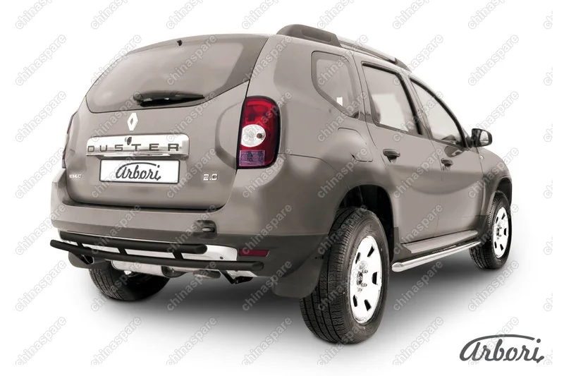 AFZDARD09B Защита заднего бампера d42+d42 двойная Arbori черн. для RENAULT Duster 2010-2015
