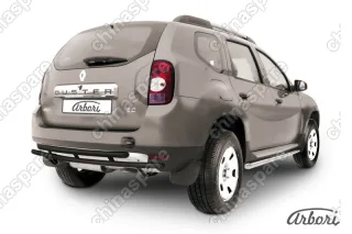 AFZDARD09B Защита заднего бампера d42+d42 двойная Arbori черн. для RENAULT Duster 2010-2015